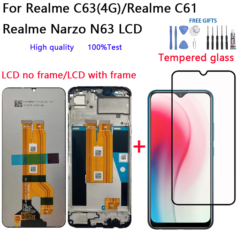 6.74 "LCD ต้นฉบับสําหรับ Realme C63(4G)/Realme C61 Realme Narzo N63 จอแสดงผล Touch Screen Digitizer 