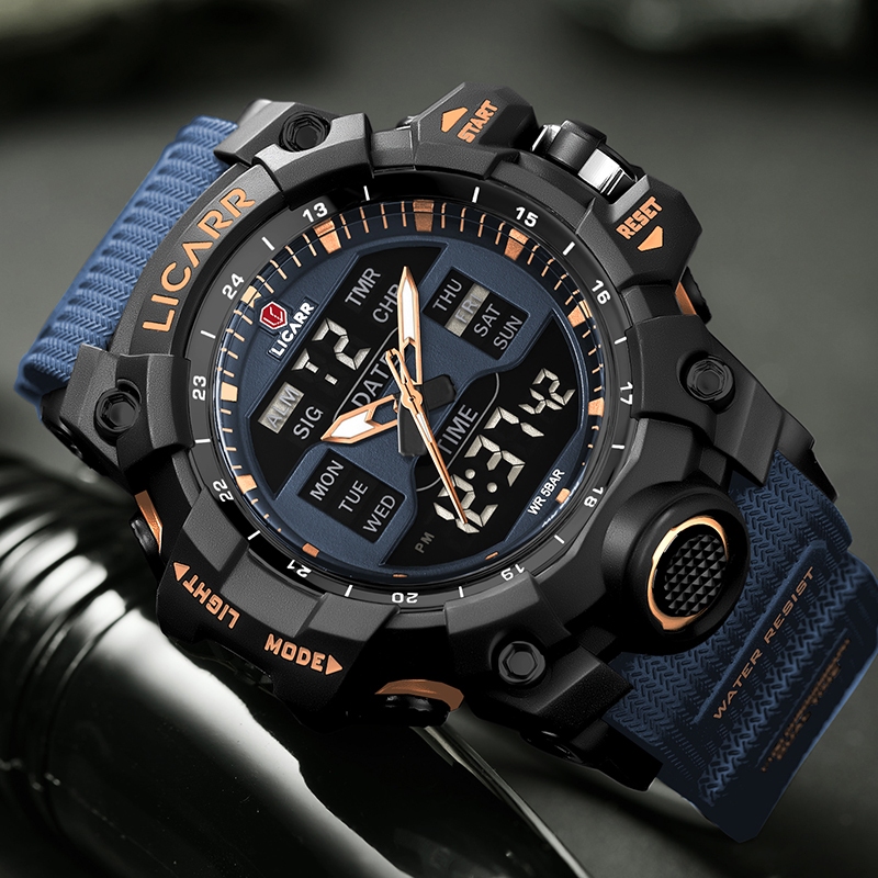 ลิกรา ยี่ห้อนาฬิกาผู้ชายเดิมแฟชั่นกีฬาแนวโน้มวันที่กันน้ําส่องสว่างนาฬิกาจับเวลานาฬิกาผู้ชาย 9536