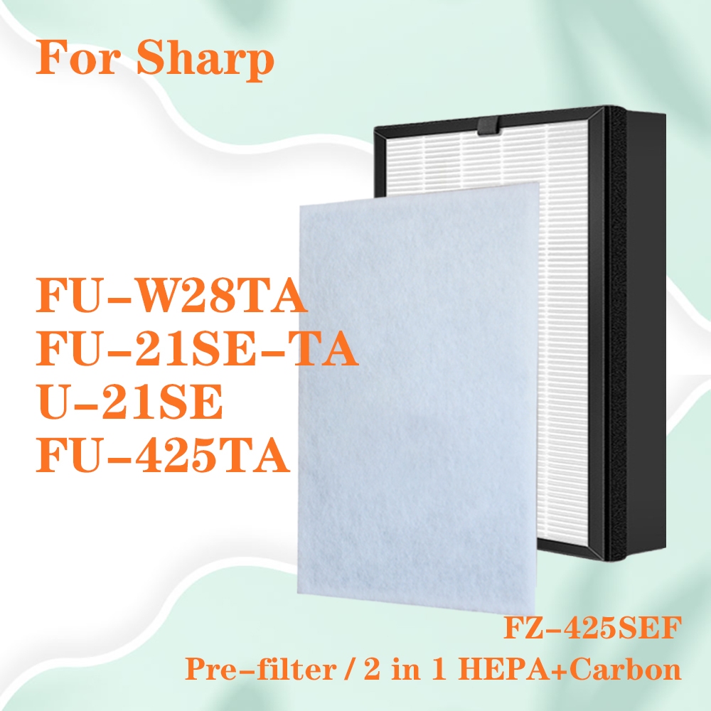 สําหรับเครื่องฟอกอากาศ Sharp FU-W28TA FU-21SE-TA FU-21SE FU-425TA FZ425SEF FU425E FZ-425SEF HEPA Fil