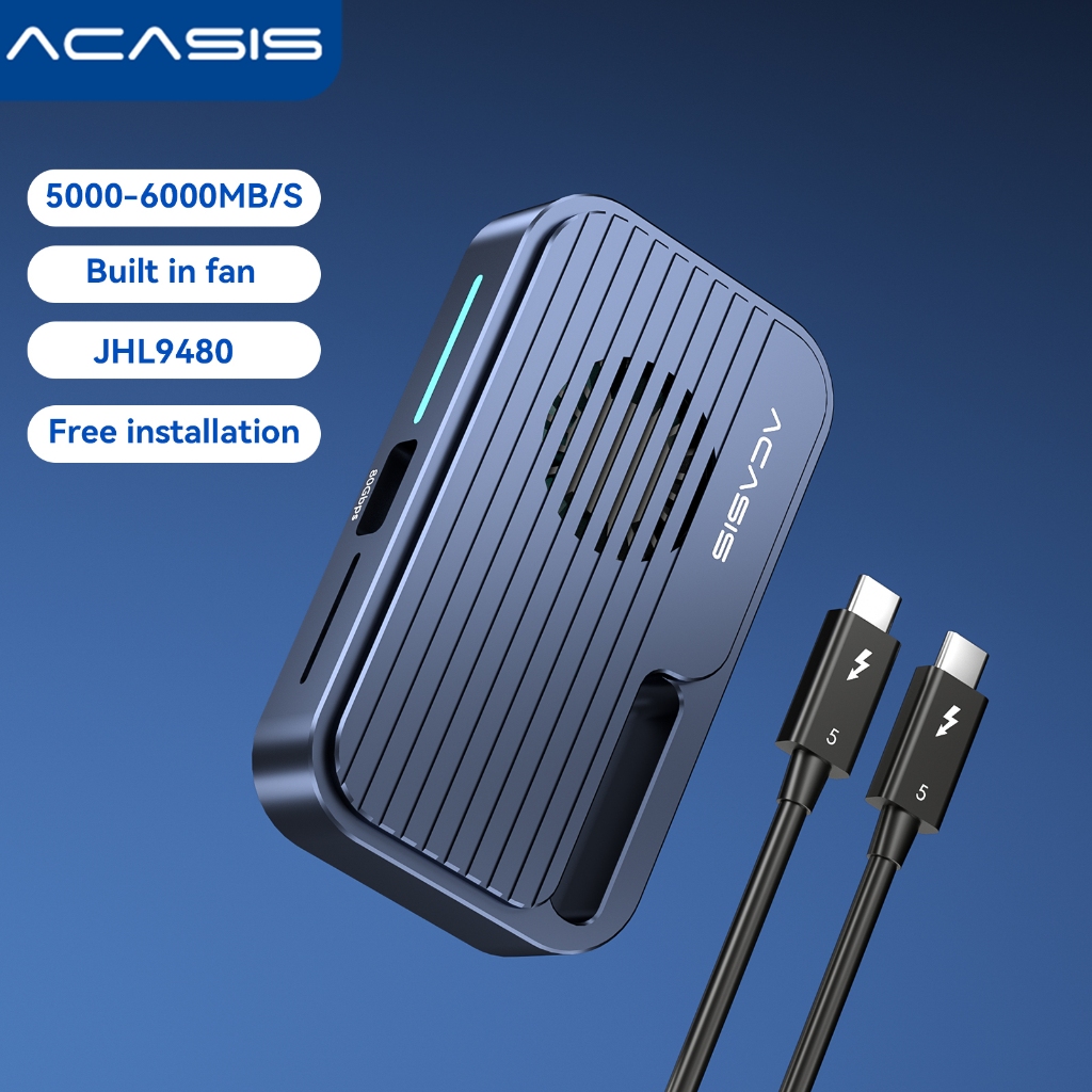 Acasis 80Gbps M.2 NVMe SSD Enclosure ใช้งานร่วมกับ Thunderbolt 5/4, USB 4 สําหรับ Mac mini M4 อัพเกรด Cooling-พัดลมฟรีสาย USB-C TB501