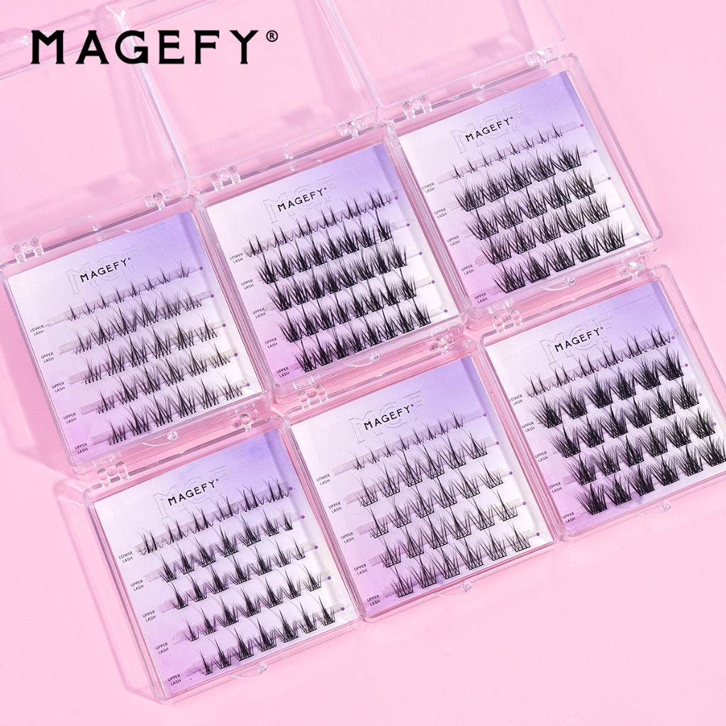 MAGEFY 3D ขยายตา ติดทน ก้านขนตาโปร่งใส ใช้ซ้ำได้ เหมาะสำหรับมือใหม่ ขนตาปลอมธรรมชาติ ต่อขนตา มาพร้อมกับ ขนตาล่าง