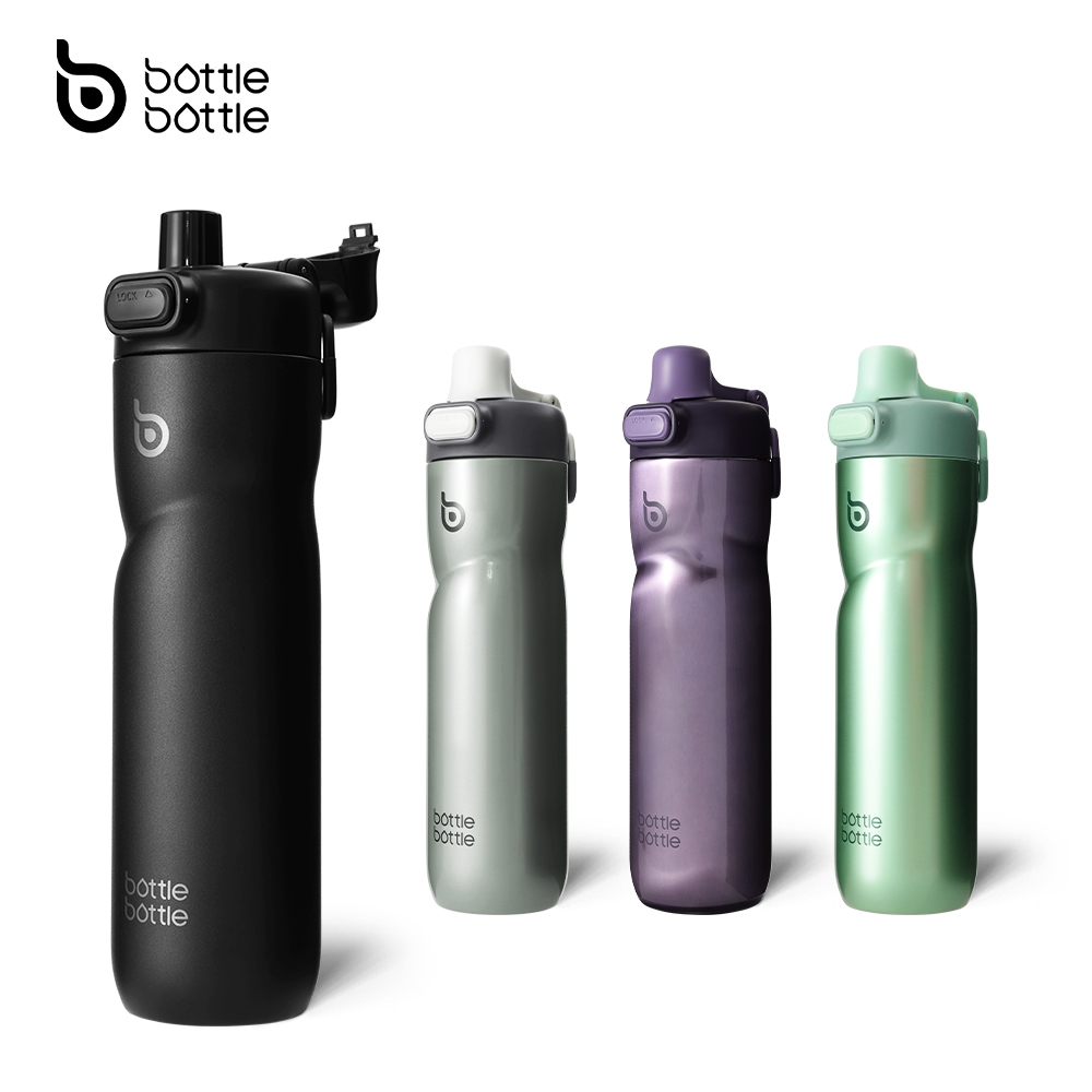 BOTTLE BOTTLE ขวด ขวดน้ําฉนวน 24 ออนซ์พร้อมที่จับและฝาปิดท็อปส์ซูพลิกขวดน้ําสแตนเลสฝาปุ่มกดป้องกันการรั่วแบบพกพาสําหรับขี่จักรยานวิ่งกีฬาเดินป