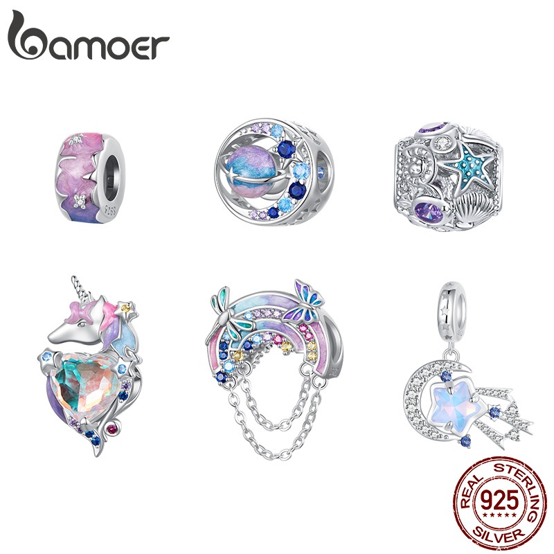 Bamoer Silver 925 Charms Dream Series Rainbow Star และ Horse ลูกปัดแฟชั ่ นจี ้ เครื ่ องประดับสําหรับของขวัญผู ้ หญิง