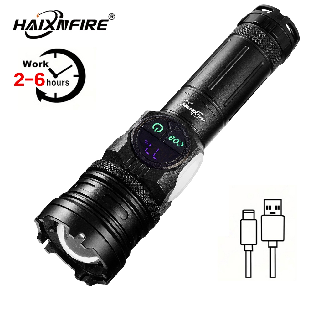 Haixnfire X740 ไฟฉาย LED กําลังสูง USB ชาร์จไฟฉายซูม COB Floodlight พร้อมไฟฉาย 9 โหมด ไฟแคมป์ปิ้งแม่เหล็กกลางแจ้ง