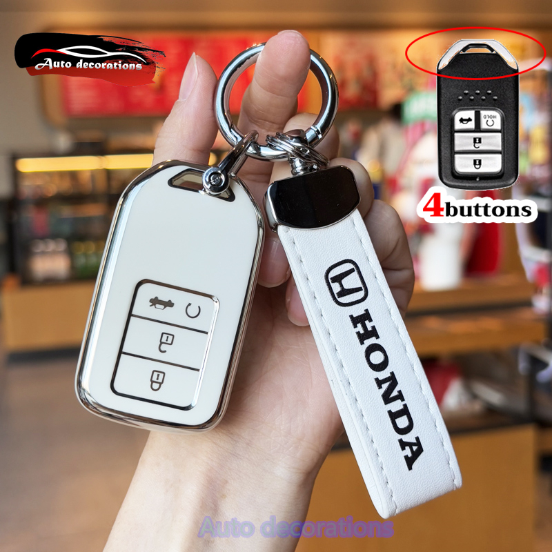 4 ปุ่ม Honda เคสกุญแจสําหรับ Honda civic fc-fk 2016-2020 ที่หุ้มกุญแจรถ พวงกุญแจขอบเงิน