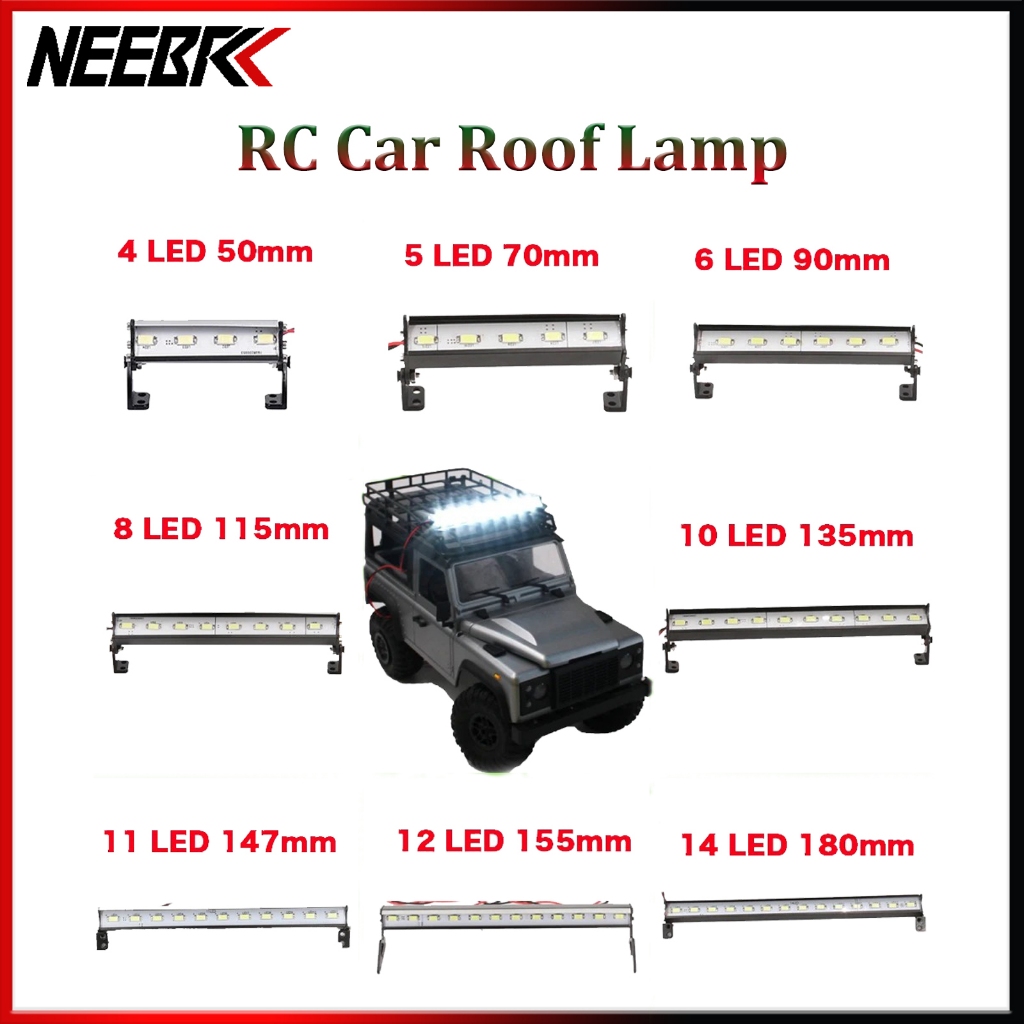 Neebrc RC รถ 4/5/6/8/10/11/12/14 LED หลังคาโคมไฟ Bright Light Bar & 3CH สําหรับ RC Crawler D90 Axial SCX10 SCX24 WPL Jeep Wrangler