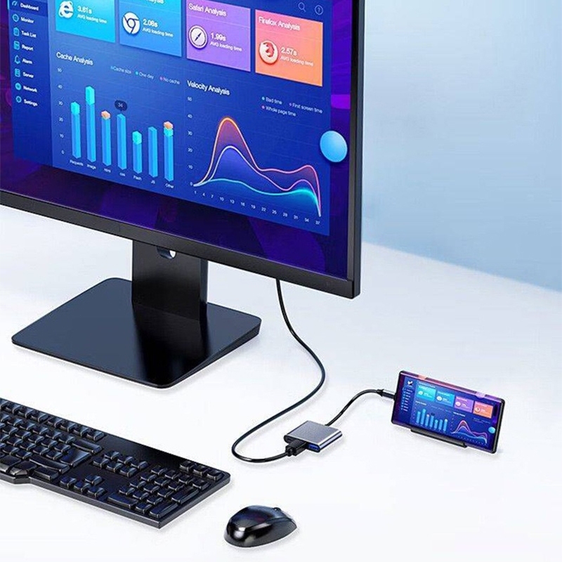 อะแดปเตอร์ USB C เป็น HDMI,ชนิด C OTG 3-in-1 Hub,4k HDMI และ PD การชาร์จไฟอย่างรวดเร็ว USB C เป็น HDMI USB Hub ตัวแปลงหญ