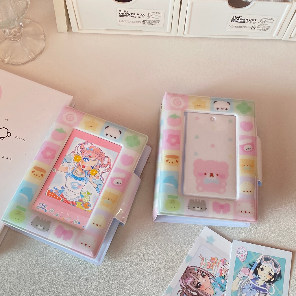การ์ดรูปถ่าย 3 นิ้วน่ารัก อัลบั้มภาพแขน PP/PVC สมุดสะสมโฟโต้การ์ดหมีดาวการ์ตูน