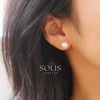 ต่างหูมุกน้ําจืดลูกปัด 8 มม. • ต่างหูแฟชั่นกันน้ํา Non-Tarnish Hypoallergenic สําหรับผู้หญิง ER407