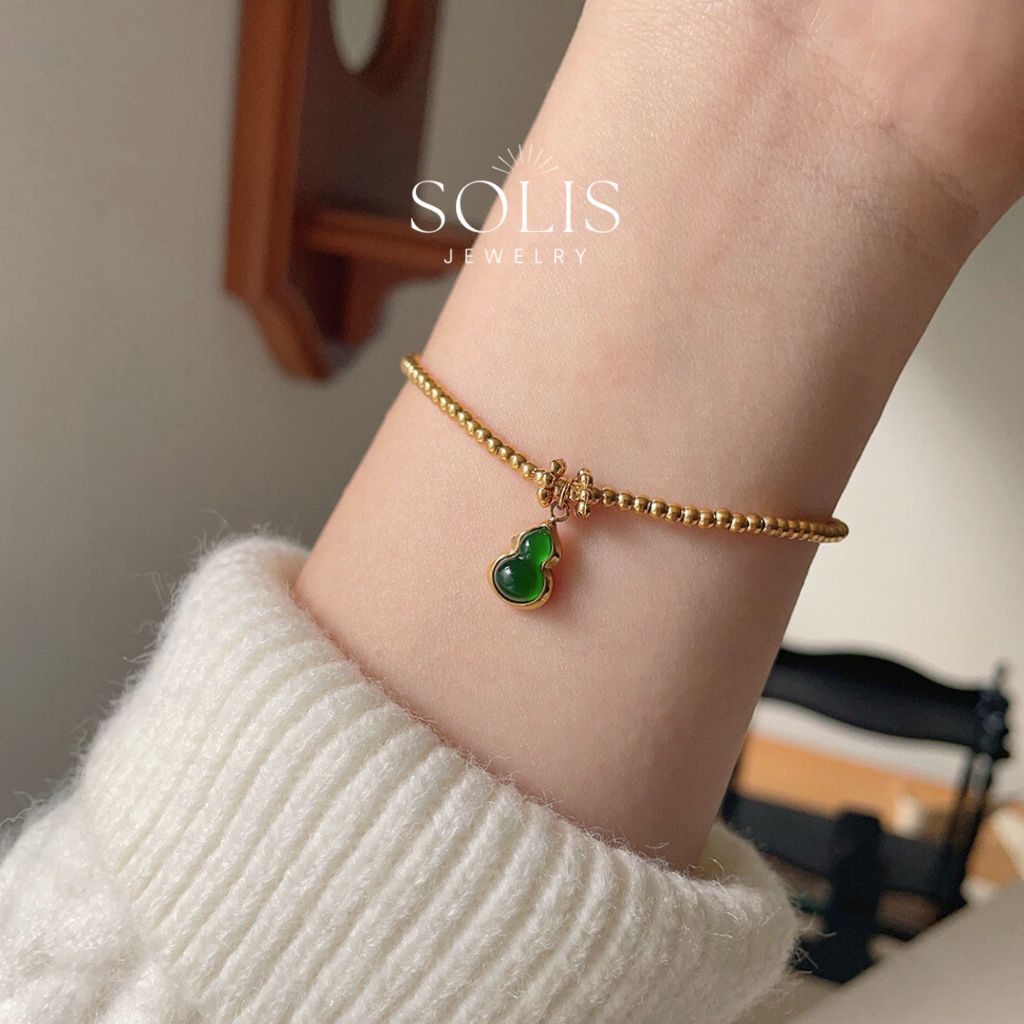 สร้อยข้อมือเสน่ห์ลูกปัดน้ําเต้าสีเขียว • กันน้ําไม่ซีดจาง • กําไลข้อมือแฟชั่นสําหรับผู้หญิงผู้ชาย พี่ชาย442 ตรุษจีน โชคดี