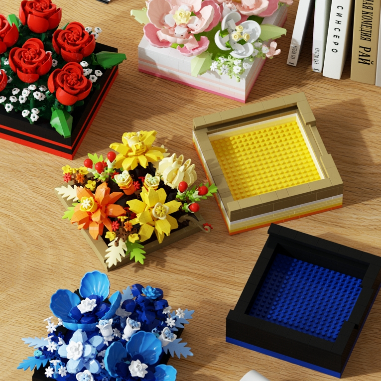 ตัวต่อ ดอกไม้ กล่องเก็บของ 🍎 11X11cm ใส่ของขวัญ ใส่เครื่องประดับ ใส่ขนม DIY ของขวัญ แฟน เฉพาะ <Nancy> - รูปที่ 2
