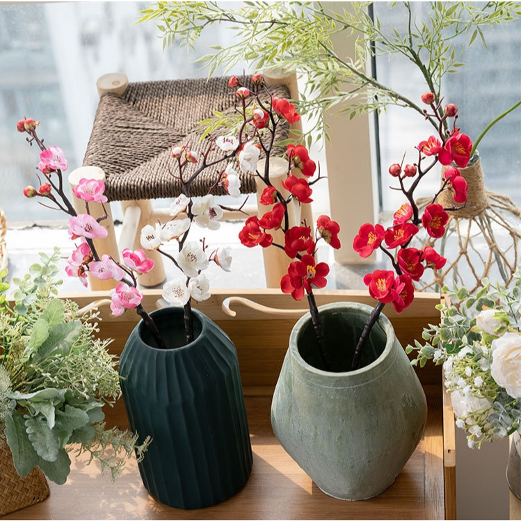 ประดิษฐ์ Wintersweet พีชดอกพลัมช่อดอกไม้สําหรับตกแต่งบ้านสไตล์จีนตกแต่งปีใหม่ดอกไม้ปลอม – โปรปัง
