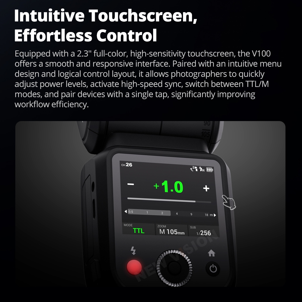 Godox V100 TTL กล้องหัวกลม Li-ion Flash Power Beyond Limits 100Ws พร้อม X3