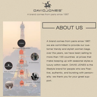 David Jones Paris 2025 ฤดูใบไม้ผลิฤดูร้อนใหม่คอลเลกชัน Designer ผู้หญิงกระเป๋าสะพายข้างหนัง Pu หญิงนุ่มและกระเป๋า