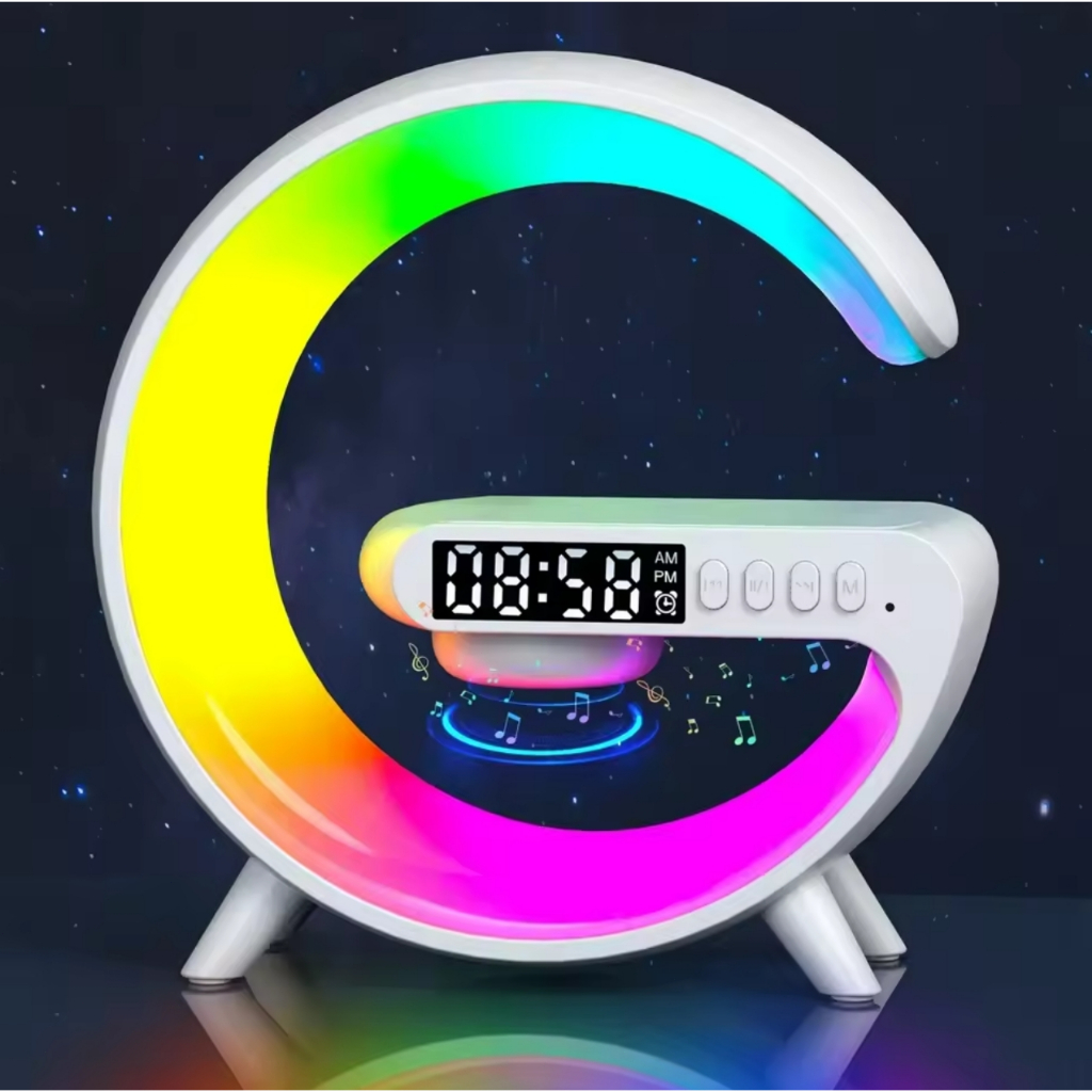 มัลติฟังก์ชั่น Wireless Charger Pad Stand ลําโพง TF RGB Night Light 15W Fast Charging Station