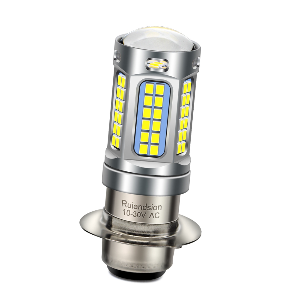 Ruiandsion 1/2x H6M LED ไฟหน้ารถจักรยานยนต์ P15D ไฟวิ่งกลางวัน AC 10-30V สีขาว Warm White ราคา ถูกที่สุด ดีลบีเคเค