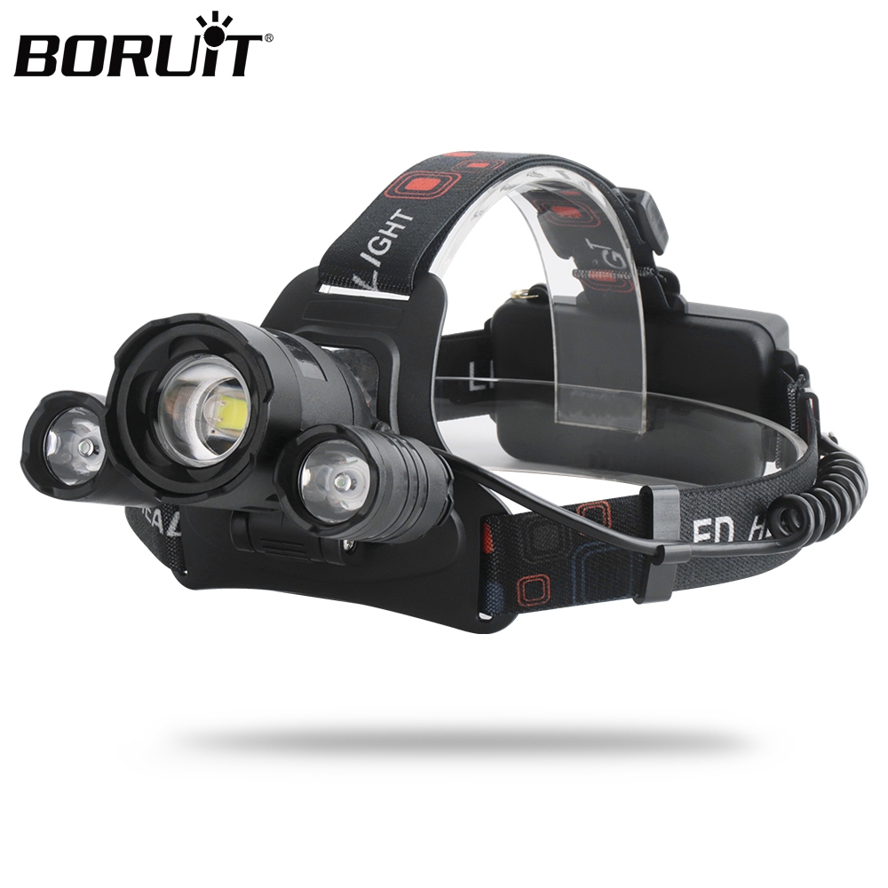 [ลดล้างสต๊อก] Boruit RJ-3000 LED Zoom ไฟหน้า 5 Mosds 3000LM USB ไฟหน้าแบบชาร์จไฟได้สําหรับตกปลาตกปลาล่าสัตว์