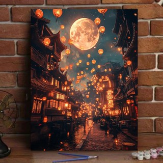 Hamlet [40*50] สไตล์จีน Tang Dynasty DIY ภาพวาดสีน้ํามันดิจิ…