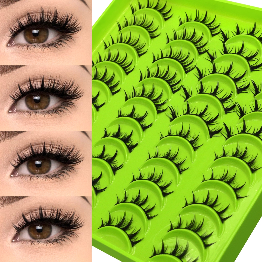Groinneya Manga Lashes ผสม 4 สไตล์ 20 คู่ Mink Lashes Natural Lashes Soft Cross Eyelashes