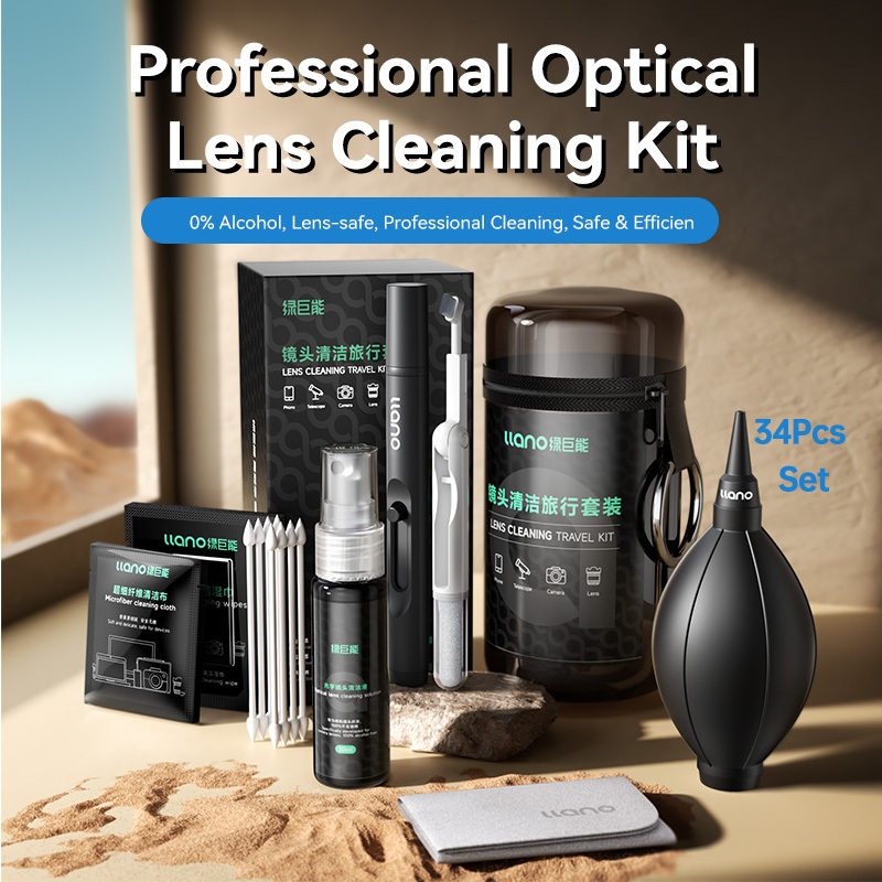 Llano Professional กล้องชุดทําความสะอาดเลนส์ปากกาทําความสะอาดเลนส์เครื่องเป่าลมและทําความสะอาดกล้องของเหลวเข้ากันได้สําหรับ Canon Nikon Pentax Sony เลนส์กล้อง DSLR