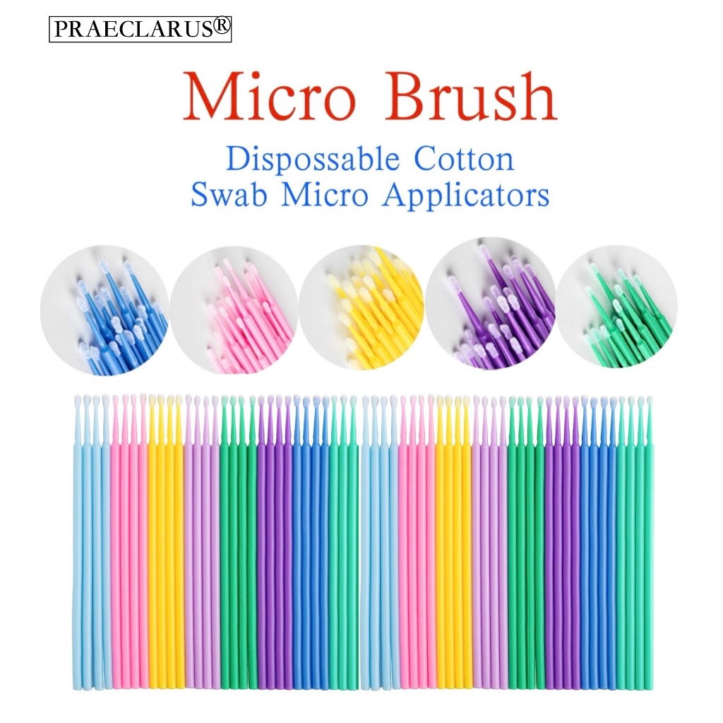 Praeclarus 100 ชิ้นทิ้งสําลีเครื่องมือต่อขนตามาสคาร่า applicator แปรงขนตาขยายแต่งหน้า applicator ลบเครื่องมือผ้าฝ้าย Micro แปรงเครื่องมือแต่งหน้า