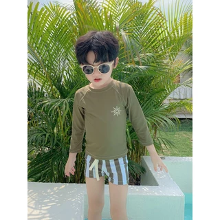 3ชิ้น เด็กชุดว่ายน้ําครีมกันแดดพร้อมสต็อกโพลีเอสเตอร์ว่ายน้ําสูทเด็กสาวแขนยาวด้านบน+กางเกง+หมวกสูท