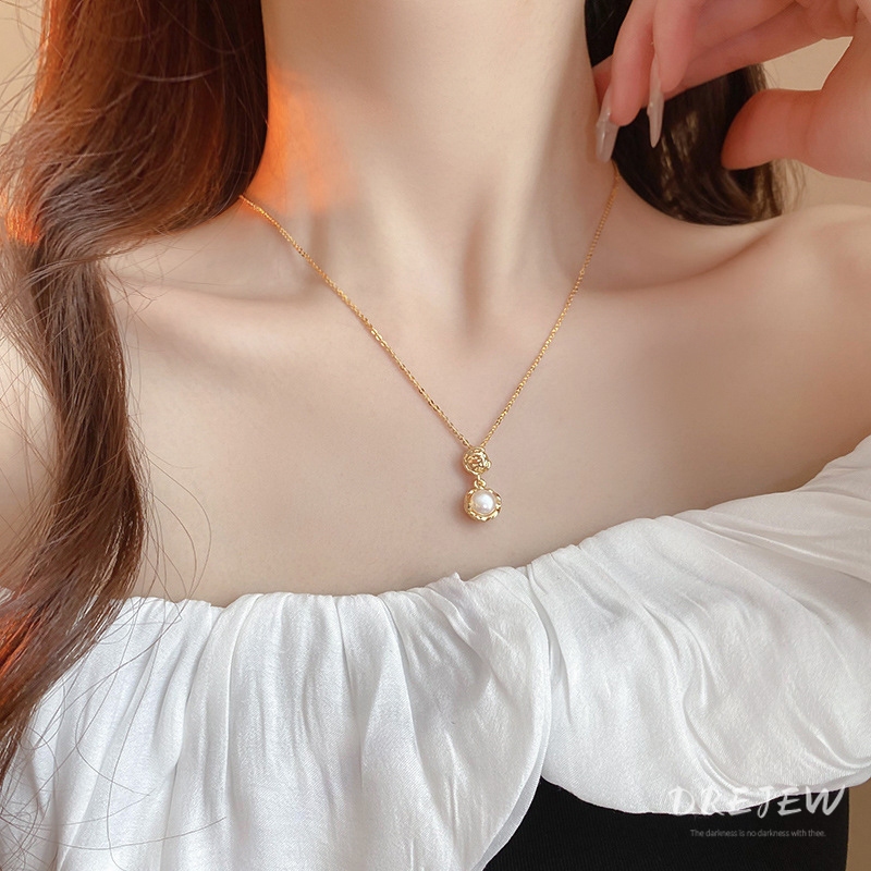 เดรช ทองแท้ชุบด้วยไฟฟ้าฝรั่งเศสระดับไฮเอนด์สร้อยคอมุกน้ําจืด - รูปที่ 2