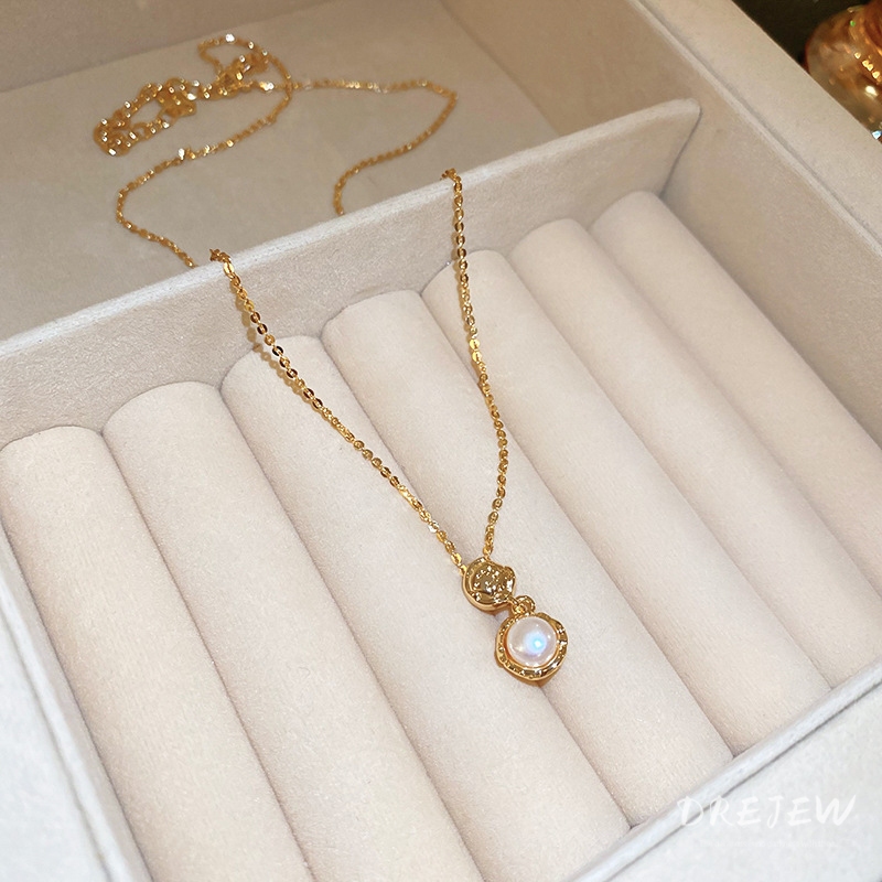 เดรช ทองแท้ชุบด้วยไฟฟ้าฝรั่งเศสระดับไฮเอนด์สร้อยคอมุกน้ําจืด - รูปที่ 4