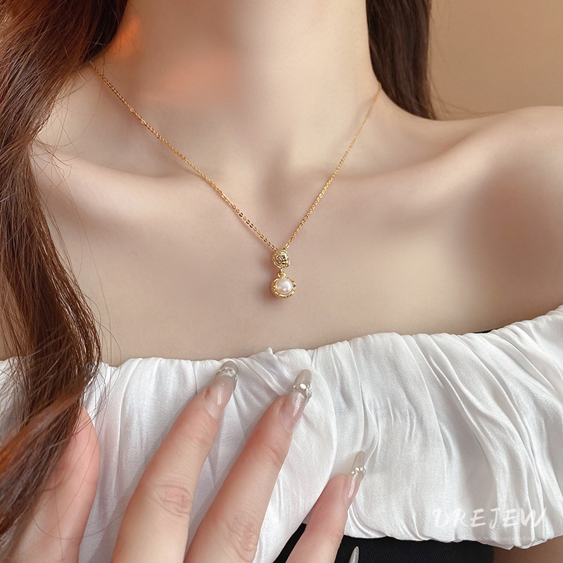 เดรช ทองแท้ชุบด้วยไฟฟ้าฝรั่งเศสระดับไฮเอนด์สร้อยคอมุกน้ําจืด - รูปที่ 5