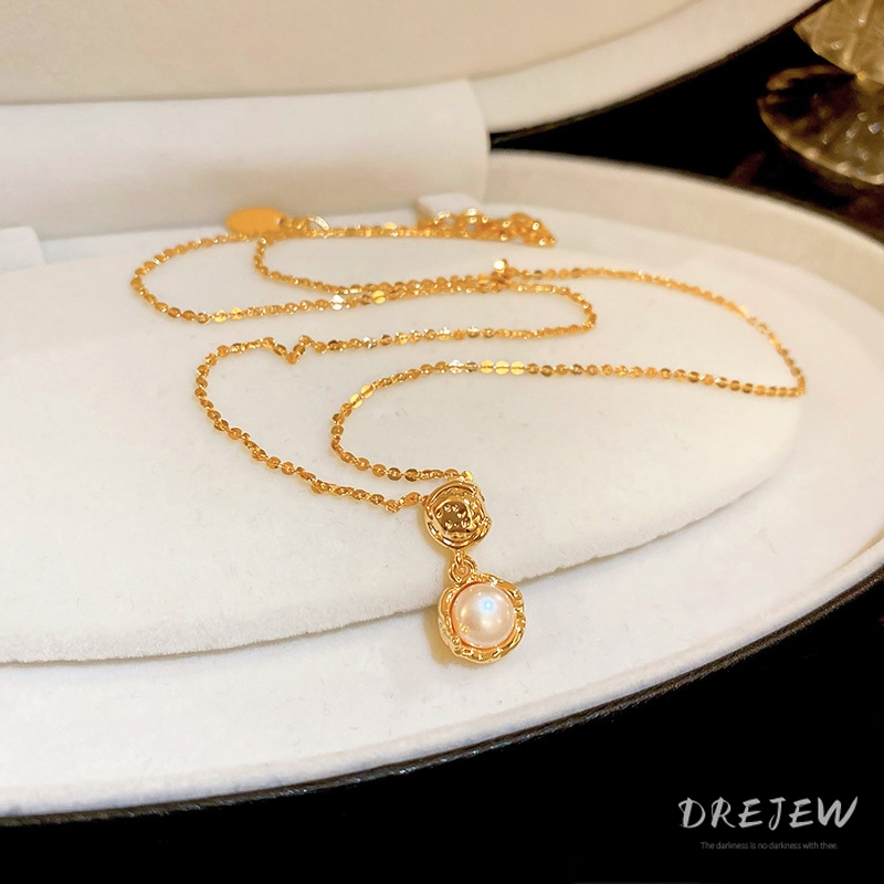 เดรช ทองแท้ชุบด้วยไฟฟ้าฝรั่งเศสระดับไฮเอนด์สร้อยคอมุกน้ําจืด - รูปที่ 6