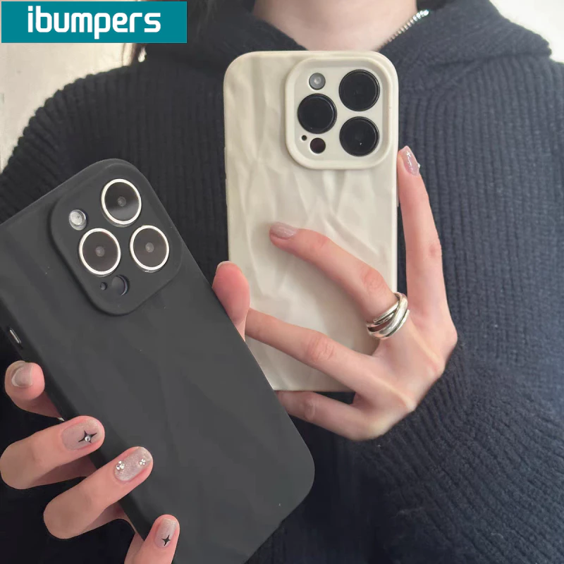 ibumpers เคสไอโฟน เคสไอโฟน แฟชั่นเรียบง่าย เคสไอโฟน สีดํา เคสโทรศัพท์มือถือ ซิลิโคนนิ่ม แบบหนา กันกระแทก รูปร่างคลื่น สําหรับ Iphone 15 14 12 13 11 Pro Max IP 7 8 Plus Iphon X Xs Xr XsMax thumbnail 3