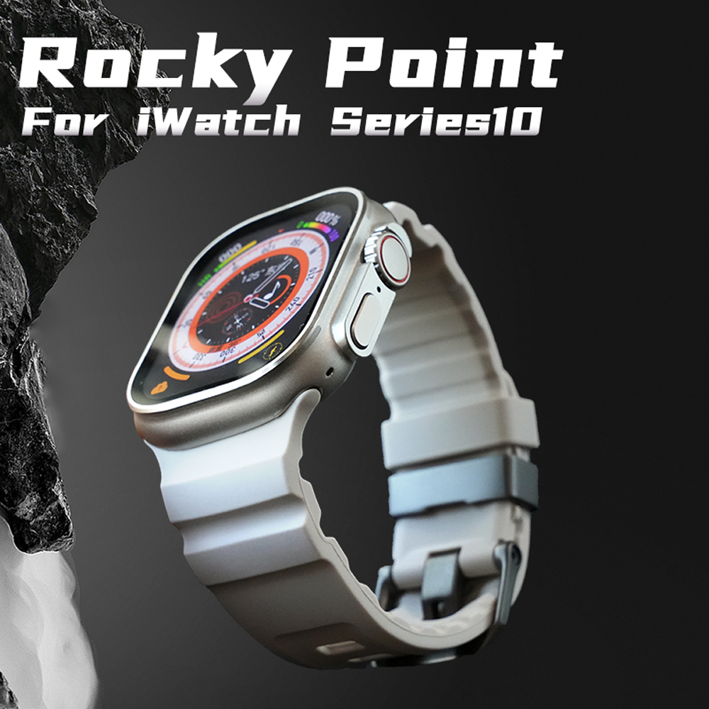 No Mad Rocky Point สายซิลิโคนสําหรับ iWatch Series 10 46mm Ultra 2 49mm Watchband ทนทานจุติคุณยาง Ul