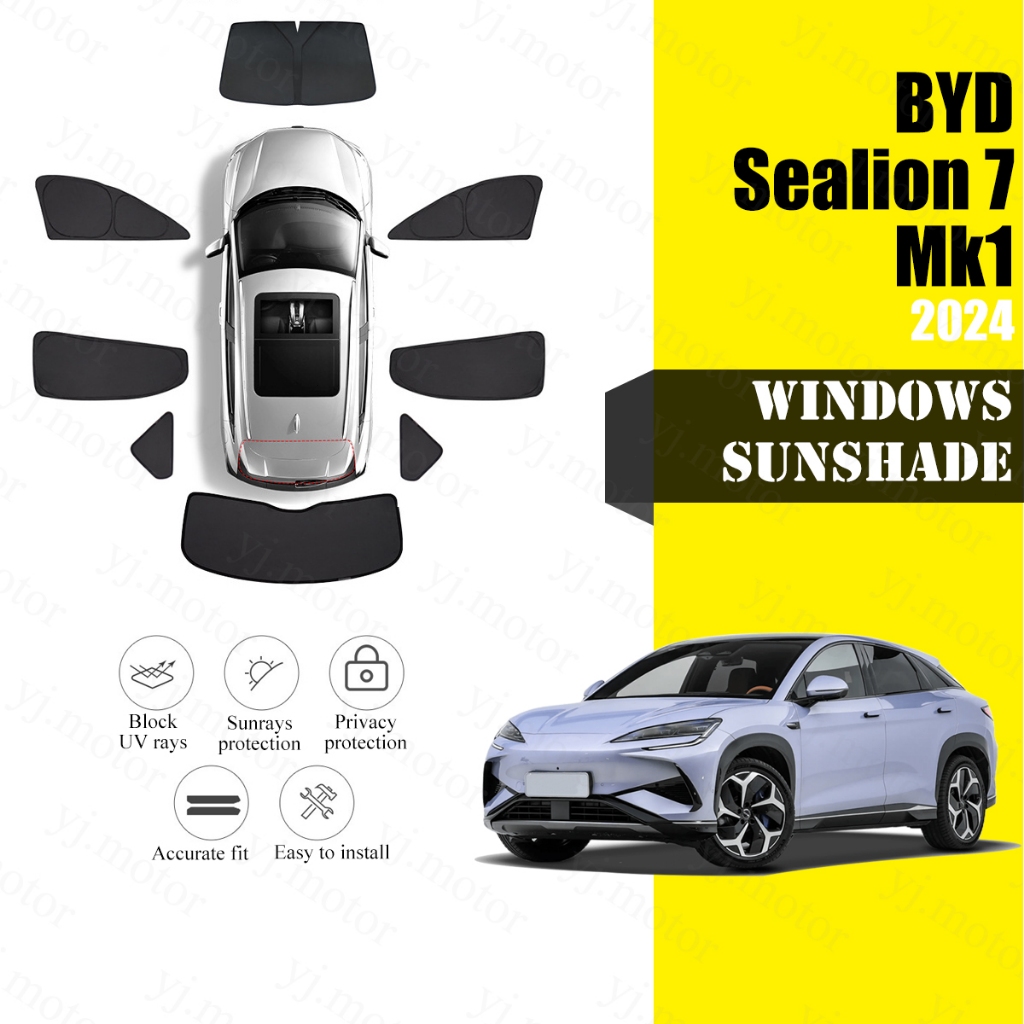 สําหรับ 2024 BYD SEALION 7 กระจกรถยนต์ด้านหน้าด้านหลังหน้าต่างบังแดด UV Rays ป้องกัน SEALION 07 Sun ความร้อน Blocker ความเป็นส่วนตัวครอบคลุม
