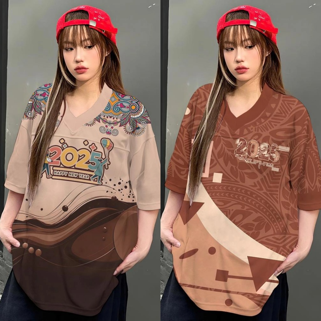 2025 สวัสดีปีใหม่ Mocha Mousse เสื้อยืดหลากหลายรูปแบบ Tiktok ขายร้อน Oodd ผู้ชายและผู้หญิง T เสื้อปีงูเสื้อปีใหม่ Maillard ชุดสี 2025 ปีใหม่ G
