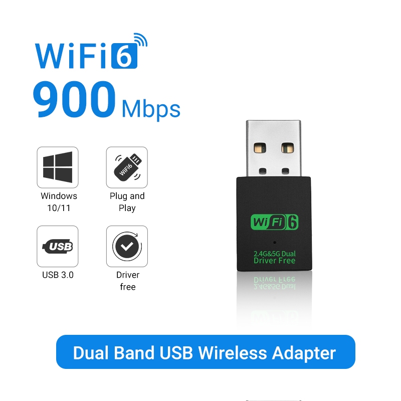 900mbps อะแดปเตอร์ WiFi Dongle Dual Band 2.4G และ 5GHz USB3.0 WiFi 6 เครือข่ายไร้สาย Wlan Receiver DRIVER ฟรี