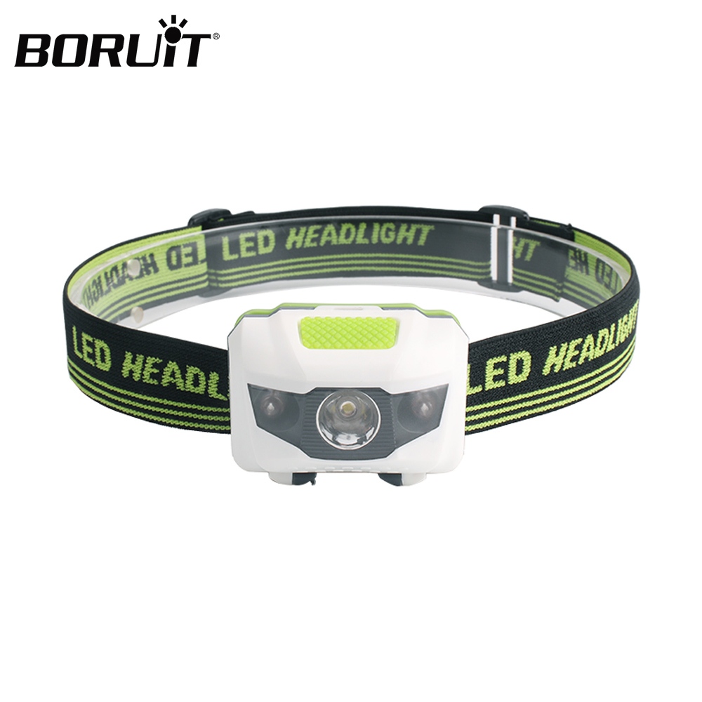 Boruit LED ไฟหน้าขนาดเล็ก 4 โหมดไฟฉายหัวกันน้ําสําหรับตกปลาตกปลาล่าสัตว์