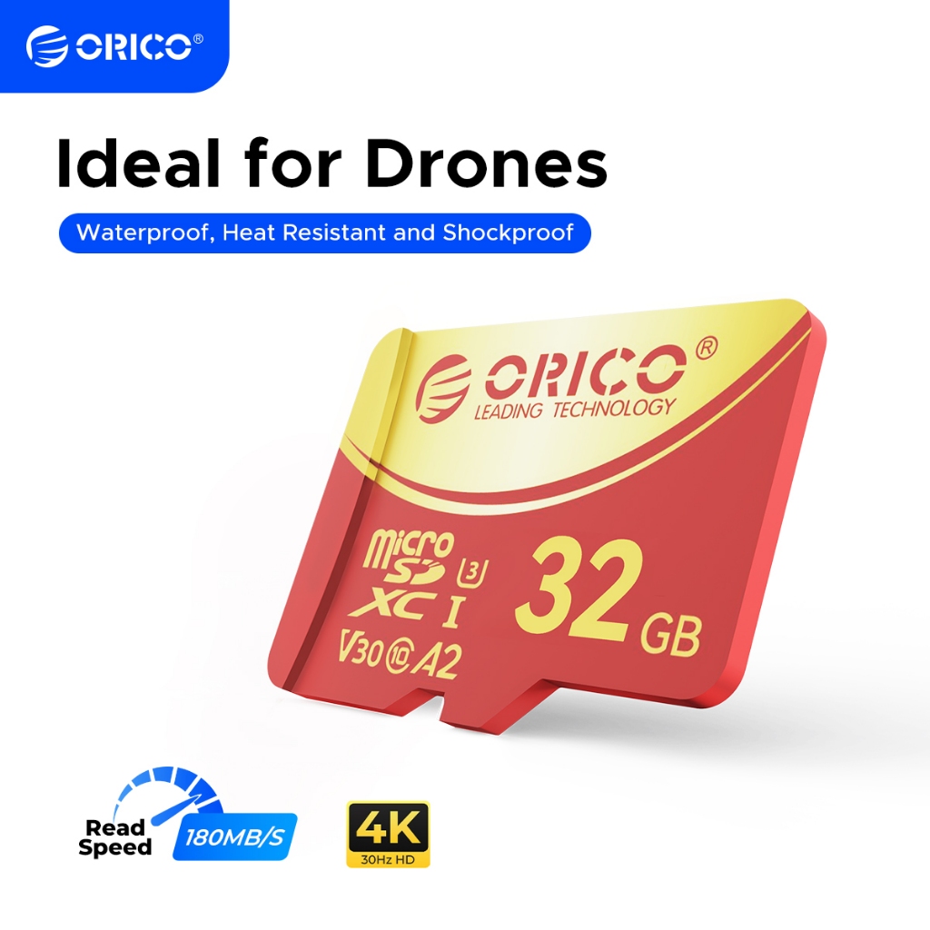 Orico 32GB 64GB 128GB Micro SD microSDXC Full HD และ 4K UHD สําหรับกล้อง Drone Dash Cam (ORICO-F3)