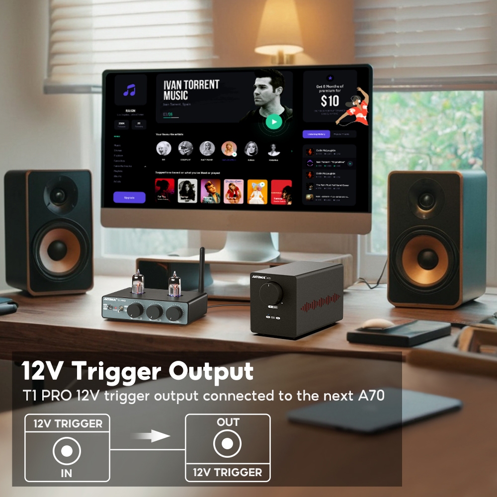 Aiyima T1 PRO สูญญากาศหลอด Preamplifier เครื่องขยายเสียงเสียงบ้าน RCA อินพุตบลูทูธเบส Treble Control HiFi สเตอริโอ AUX 12V Trigger