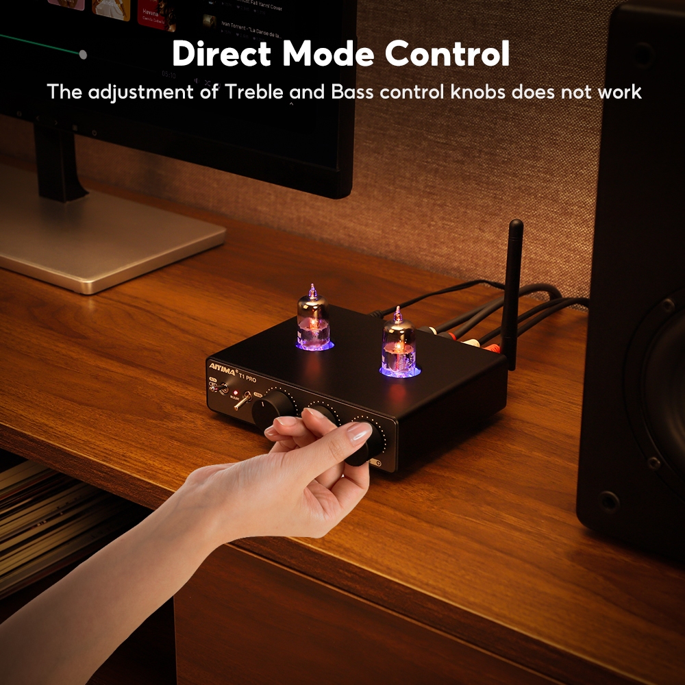 Aiyima T1 PRO สูญญากาศหลอด Preamplifier เครื่องขยายเสียงเสียงบ้าน RCA อินพุตบลูทูธเบส Treble Control HiFi สเตอริโอ AUX 12V Trigger