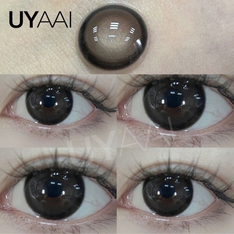 UYAAI คอนแทคเลนส์สายตาสั้น 0.00--5.00 องศา 14.2 มม. สีดําวาว 2 ชิ้น
