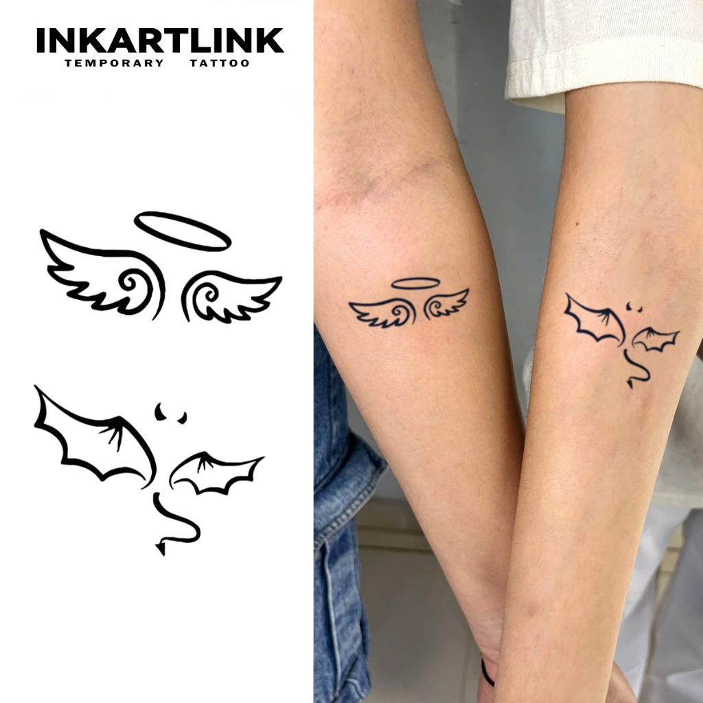 Angel Devil Wings สติ๊กเกอร์รอยสักชั่วคราวยาวนานกันน้ำ Magic Tattoo Fake Tattoo ยาวนานถึง 15 วัน