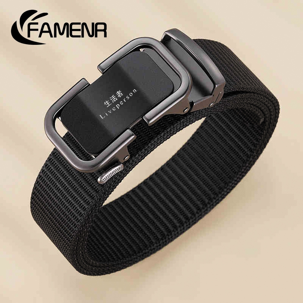 FAMENR【พร้อมส่ง】 เข็มขัดผู้ชาย เข็มขัดกลางแจ้ง เข็มขัดไนล่อนยุทธวิธี 130cm