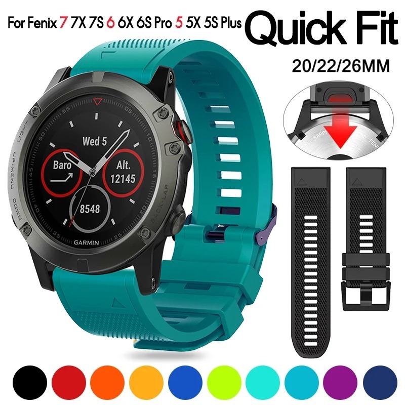 20 มม.22 มม.26 มม.Quick Release สายรัดข้อมือสําหรับ Garmin Fenix 8 43 มม.E 3 5 5X 5S Plus 6 6X 6S Pro 7 7S 7X 935 WatchBand สร้อยข้อมือซิลิโคน
