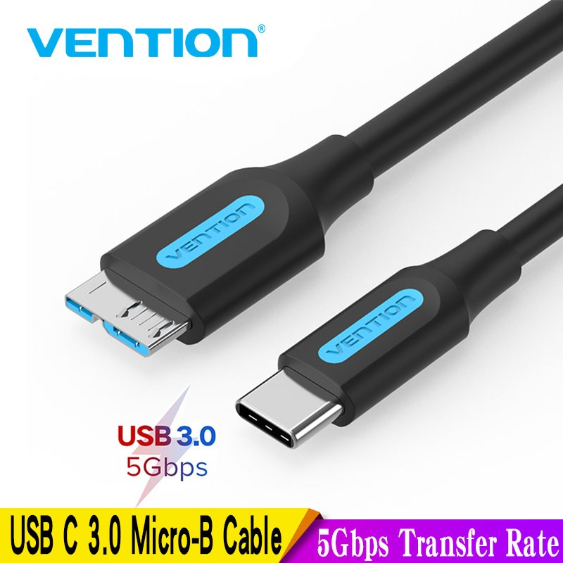 Vention USB 3.0 ประเภท C ถึง Micro B สายเชื่อมต่อสําหรับ SSD HDD ฮาร์ดไดรฟ์ภายนอกดิสก์สมาร์ทโฟน MacBook PC Micro B สาย 1 ม.