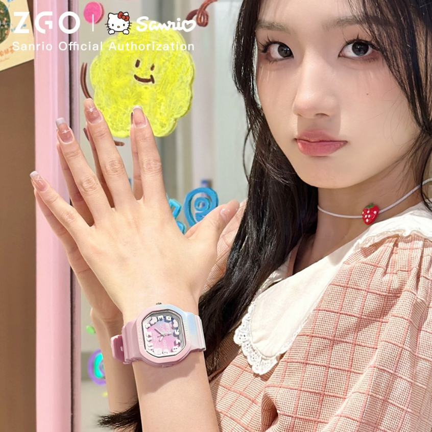 ZGO x Sanrio นาฬิกาเด็กผู้หญิง กันน้ําน100% หน้าปัดเรืองแสง นาฬิกาข้อมือผู้หญิง ของขวัญวันเกิด 357