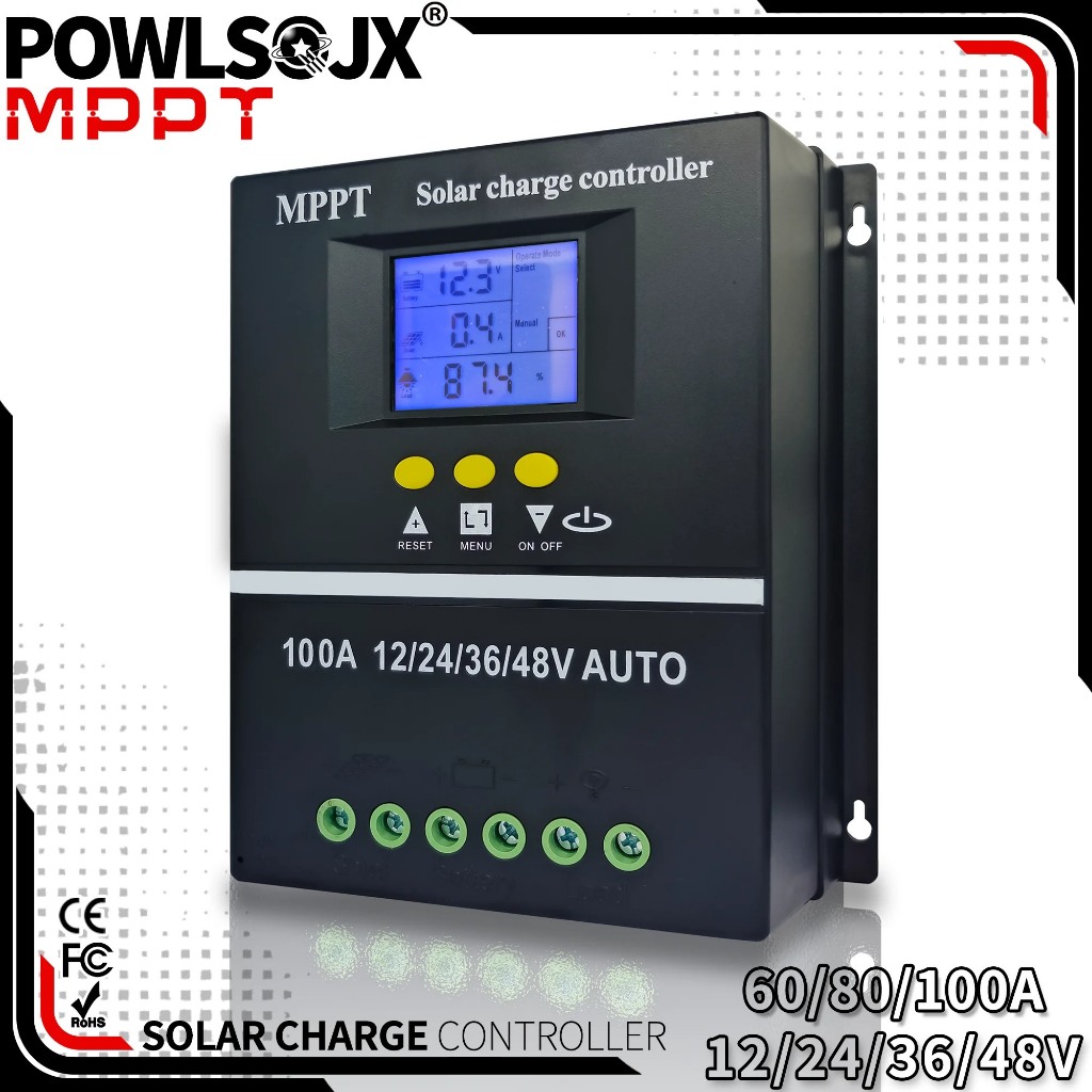 Mppt 100A 80A 60A Solar Charge Controller 12V 24V 36V 48V แผงพลังงานแสงอาทิตย์ตะกั่วกรด/แบตเตอรี่ลิเธียม Dual USB