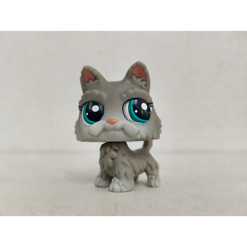 LPS ฟิกเกอร์ สุนัขสีเทา ดวงตาสีเขียว #7078 Littlest Pet Shop ของเล่น