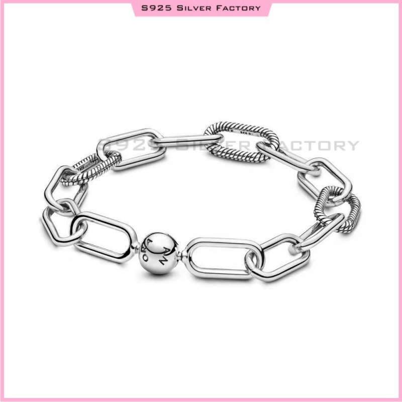 Me Medium-Link Chain Bracelet ไฟ DIY เครื่องประดับละเอียด ลูกปัดเงินแท้ 925 100% ใส่ได้ทั้งผู้หญิงและผู้ชาย