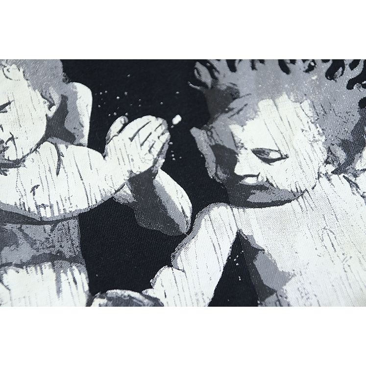 พร้อมสต็อก โฮลสตาร์ เด็กสามคนภาพเหมือนพิมพ์เสื้อยืดแขนสั้นหลวมครึ่งแขนสําหรับผู้ชายและผู้หญิง - รูปที่ 5