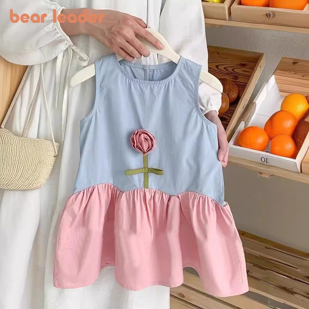 หมีผู้นํา3ง ดอกไม้เด็กสาวเสื้อผ้าฤดูร้อนแฟชั่นแขนกุดงานเลี้ยงวันเกิดชุดลําลอง พิสัย เด็กแฟชั่น1-7ปีชุด